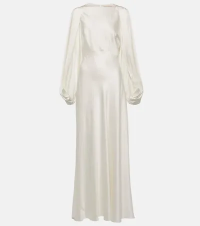 Roksanda Bridal Kami Caped Silk Satin Gown In Ivory