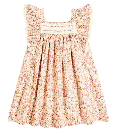 Louise Misha Kids' Martine Ruffled Floral Cotton Dress In Multicoloured