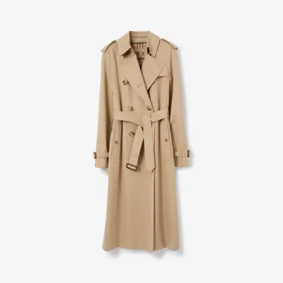 Burberry Long Waterloo Heritage Trench Coat In Honey