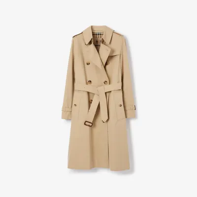 Burberry Long Kensington Heritage Trench Coat In Honey