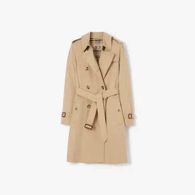 Burberry Mid-length Kensington Heritage Trench Coat In Honey