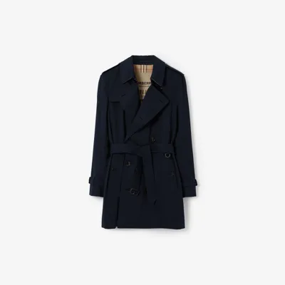 Burberry Short Kensington Heritage Trench Coat In Coal Blue