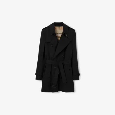 Burberry Short Kensington Heritage Trench Coat In Black