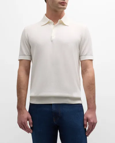 Brioni Men's Sea Island Polo Shirt In Brown