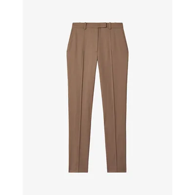 Reiss Womens Mink Neutral Wren Slim-leg Mid-rise Woven Trousers