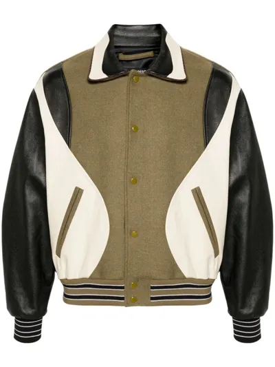 Andersson Bell Robyn Panelled Bomber Jacket In Verde Oscuro