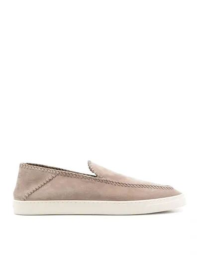 Giorgio Armani Suede Slip-on Sneakers In Nude & Neutrals