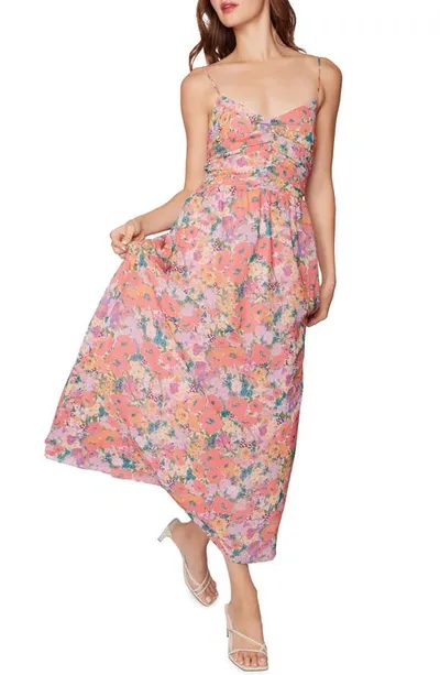 Lost + Wander Floral Bliss Midi Dress In Peachmulti