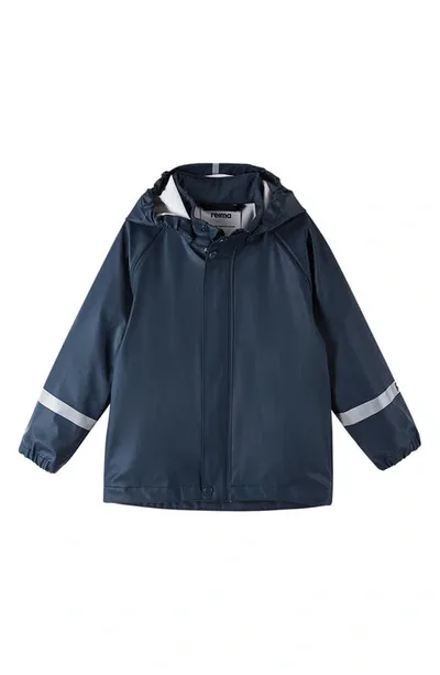 Reima Kids' Lampi Waterproof Hooded Raincoat In Navy