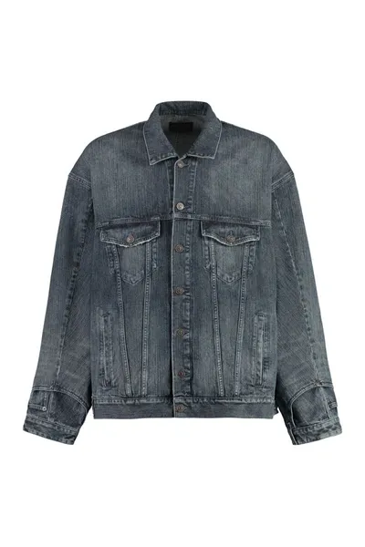 Balenciaga Denim Jacket In Navy Blue