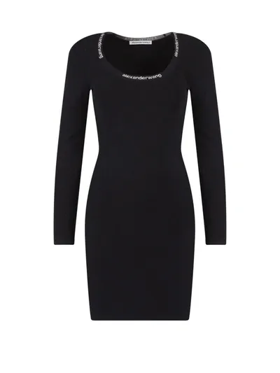 Alexander Wang T Logo Dress In Black