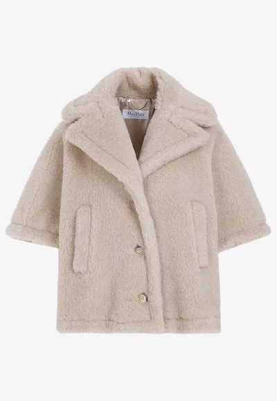 Stella Mccartney Max Mara Aleggio Cape Teddy Coat In Beige