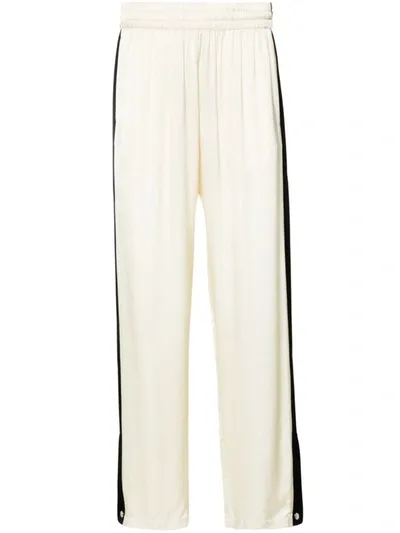 Blue Sky Inn Stripe-detail Straight-leg Trousers In Beige