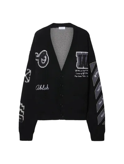 Off-white Varsity Bling Cardigan In Black