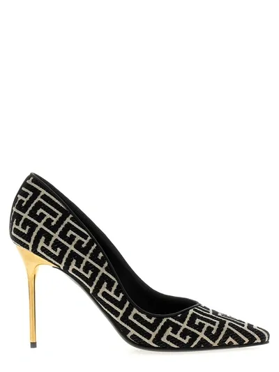 Balmain Ruby 95mm Monogram Pumps In White/black