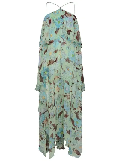 Stella Mccartney Ruffled Silk Chiffon Maxi Dress In Multicolor