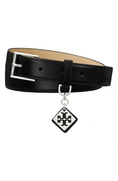 Tory Burch Swing Leather Belt In Black