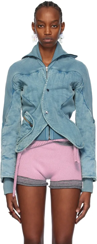 Ottolinger Blue Silhouette Denim Jacket In Misty Blue