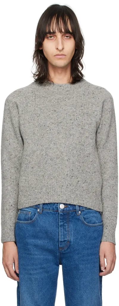 Ami Alexandre Mattiussi Gray Crewneck Sweater In Light Grey/096