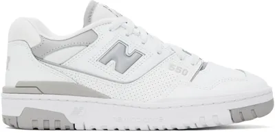 New Balance White & Gray 550 Sneakers