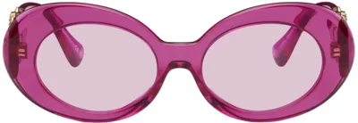 Versace Pink Medusa Biggie Oval Sunglasses In 5334/554