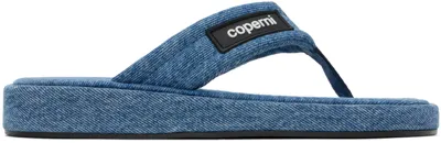 Coperni Denim Flip Flops With Logo In Blue