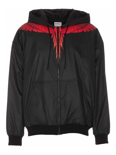 Marcelo Burlon County Of Milan Icon Wings Padded Zip Hoodie In Black