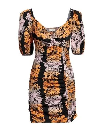 Sandro Cutout Floral-print Cotton-blend Seersucker Mini Dress In Black