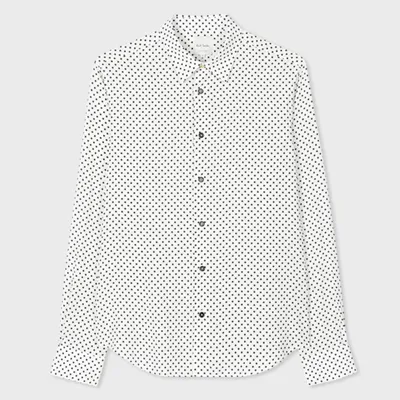 Paul Smith Slim-fit White Polka Dot Viscose Shirt