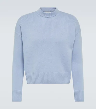 Ami Alexandre Mattiussi Cropped Wool And Cashmere Sweater In Blue