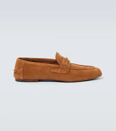 Gucci Suede Loafers In Braun