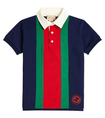 Gucci Kids' Brand-embroidered Short-sleeve Cotton-jersey Polo Shirt 8-10 Years In Multi