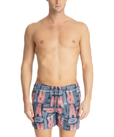 Emporio Armani Swimwear Swim Shorts In Navy/rosso/bianco