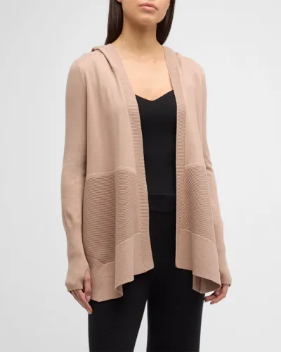 Blanc Noir Portola Ribbed Cardigan In Warm Taupe