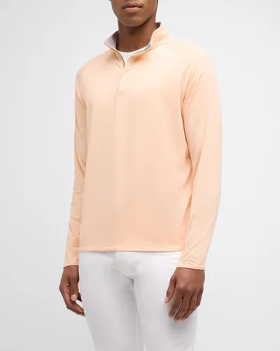 Peter Millar Men's Stealth Performance Quarter-zip Sweater In Orange Sorbet