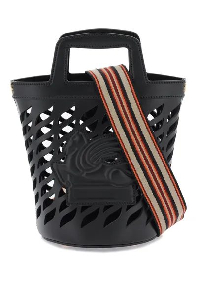 Etro Coffa Leather Bucket Bag In Black