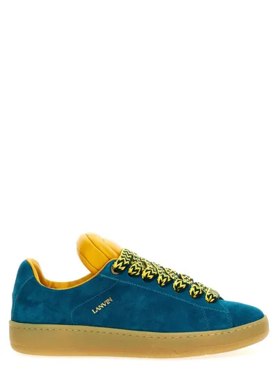 Lanvin Curb Lite In Full Suede Sneakers In Light Blue