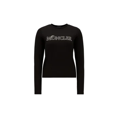 Moncler Collection Logo Long Sleeve T-shirt Black In Noir