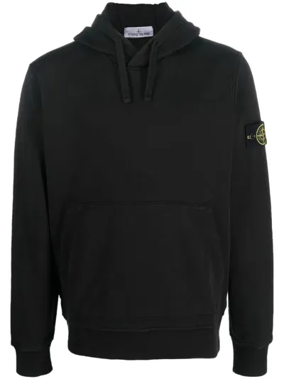 Stone Island Cotton Hoodie In Black