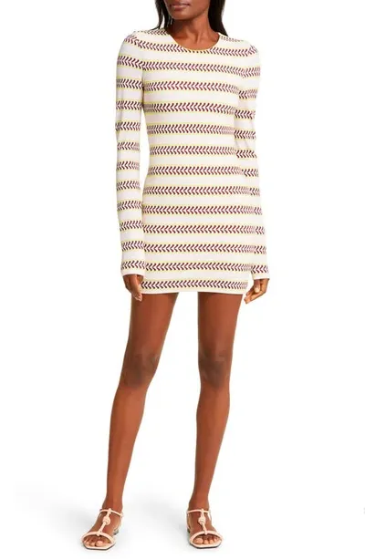 Lemlem Nyala Stripe Long Sleeve Terry Cover-up Dress In Kesiti Pink