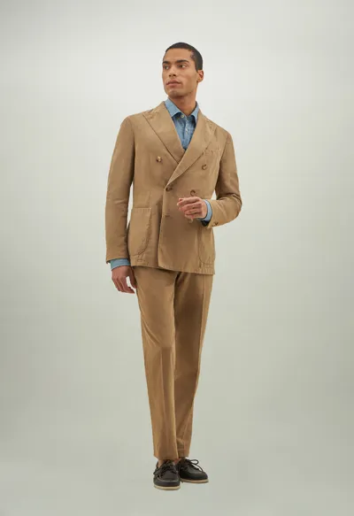 Boglioli Peak-lapels Double-breasted Suit In Beige