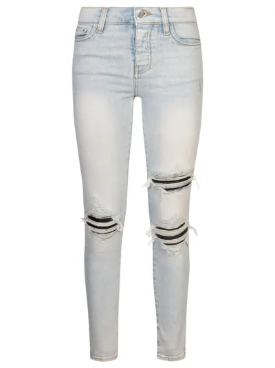 Amiri Fitted Ripped Jeans In Medium Indigo