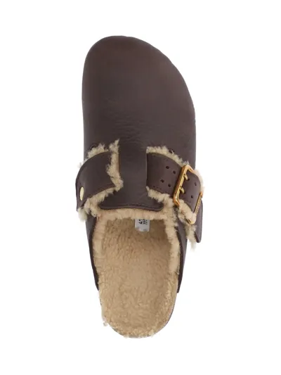 Birkenstock Boston Bold Shearling Mules In Espresso