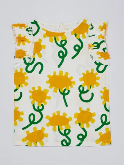 Stella Mccartney Kids' Floral-print Cotton Tank Top In White