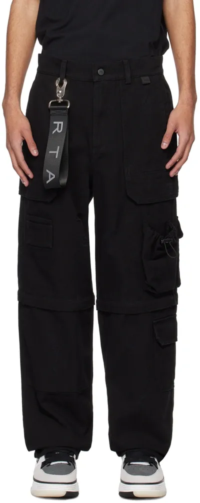 Rta Black Multi-pocket Cargo Pants In Vintage Black