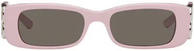 Balenciaga Pink Dynasty Sunglasses In 012 Pink/silver/grey