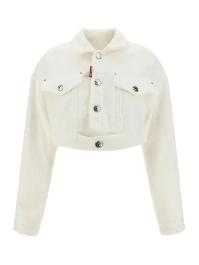 Dsquared2 Cropped Denim Jacket In White