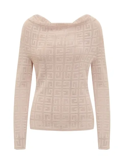 Givenchy 4g Draped Pullover In Jacquard In Blush Pink