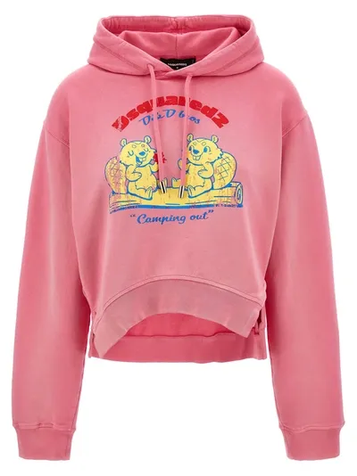 Dsquared2 Printed Hoodie In Pink