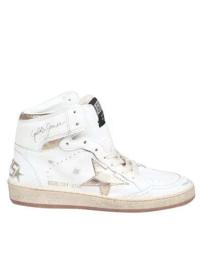 Golden Goose Sky-star Leather Sneakers In White